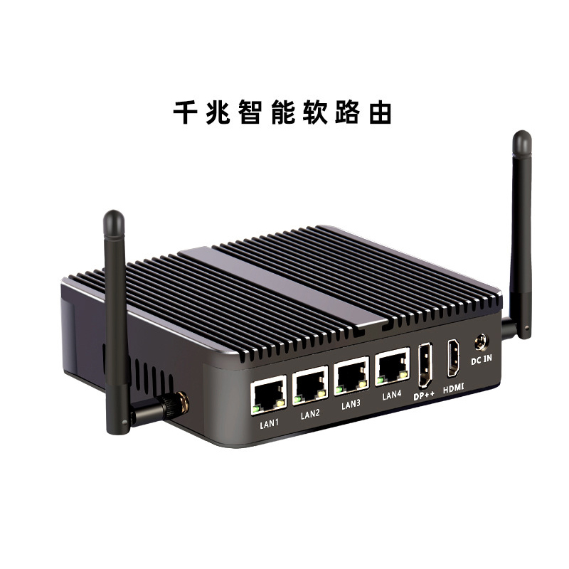 迷你工控機 嵌入式無風扇微型四網口軟路由組裝加工